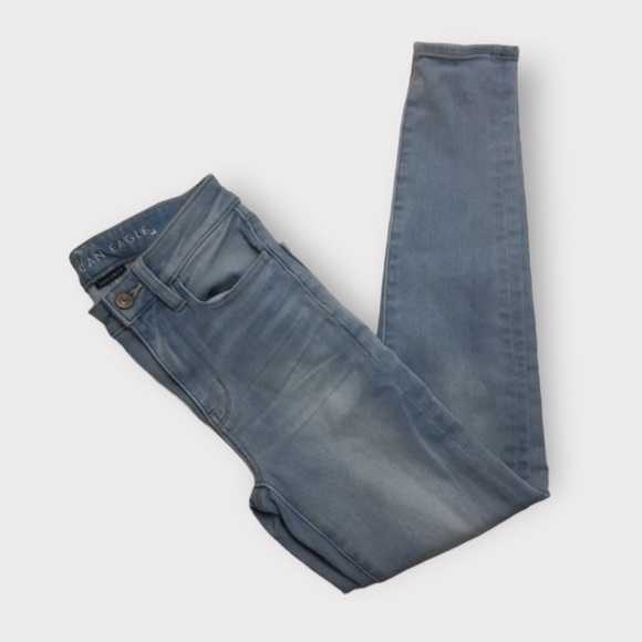 American Eagle Super Hi-Rise Jeggings 00 Regular Light Wash - Picture 7 of 16